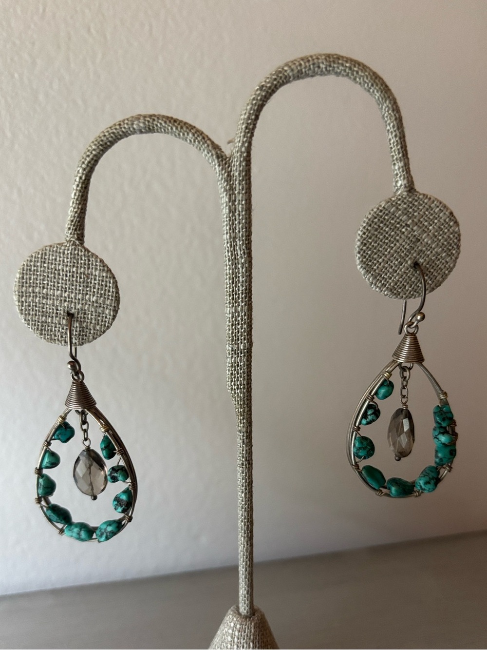 Silpada • Wire Wrapped Turquoise & Smoky Quartz Earrings